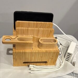 Natural Bamboo Tablet and Accessory Stand